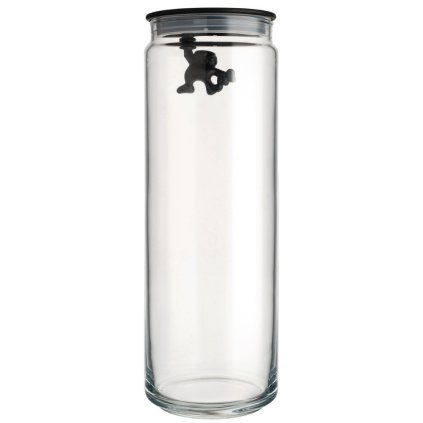 Frasco de armazenamento de cozinha GIANNI 2 l, tampa preta, vidro, Alessi
