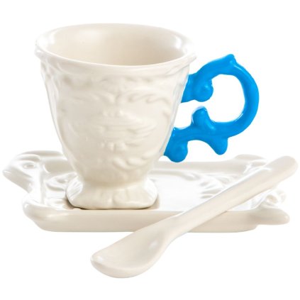 Chávena de café com pires e colher I-WARES azul claro, Seletti