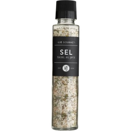 Sal com manjericão, alho e salsa 250 g, com moinho, Lie Gourmet