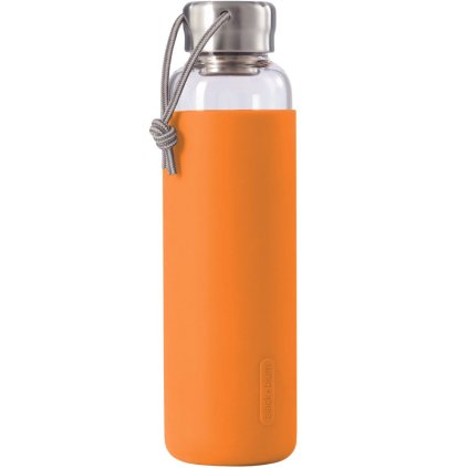 Garrafa de água 600 ml, cor de laranja, vidro, Black+Blum
