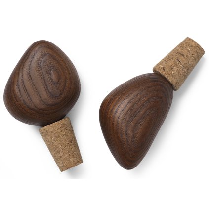 Tampa rolha para garrafa de vinho CAIRN, conjunto de 2 unidades, marrom, madeira, ferm LIVING