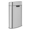 Caixote do lixo com tampa de pressão TOUCH BIN NEW 10 + 23 l, resistente a impressões digitais, aço mate, Brabantia