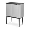 Caixote do lixo com tampa de pressão BO 11 + 23 l, aço mate, Brabantia