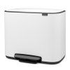 Caixote do lixo com pedal BO 11 + 23 l, branco, Brabantia