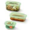 Recipiente de armazenamento de alimentos REUSE E REDUCE, conjunto de 3 unidades, verde, silicone, Lékué