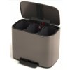 Caixote do lixo com pedal BO 3 x 11 l, platina, Brabantia