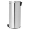 Caixote do lixo com pedal NEWICON 30 l, resistente a impressões digitais, aço mate, Brabantia