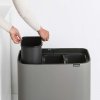 Caixote do lixo com tampa de pressão BO TOUCH BIN 3 x 11 l, cinza mineral, Brabantia