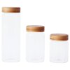 Recipiente para armazenar alimentos PKV-026 450 ml, vidro / bambu, Pebbly