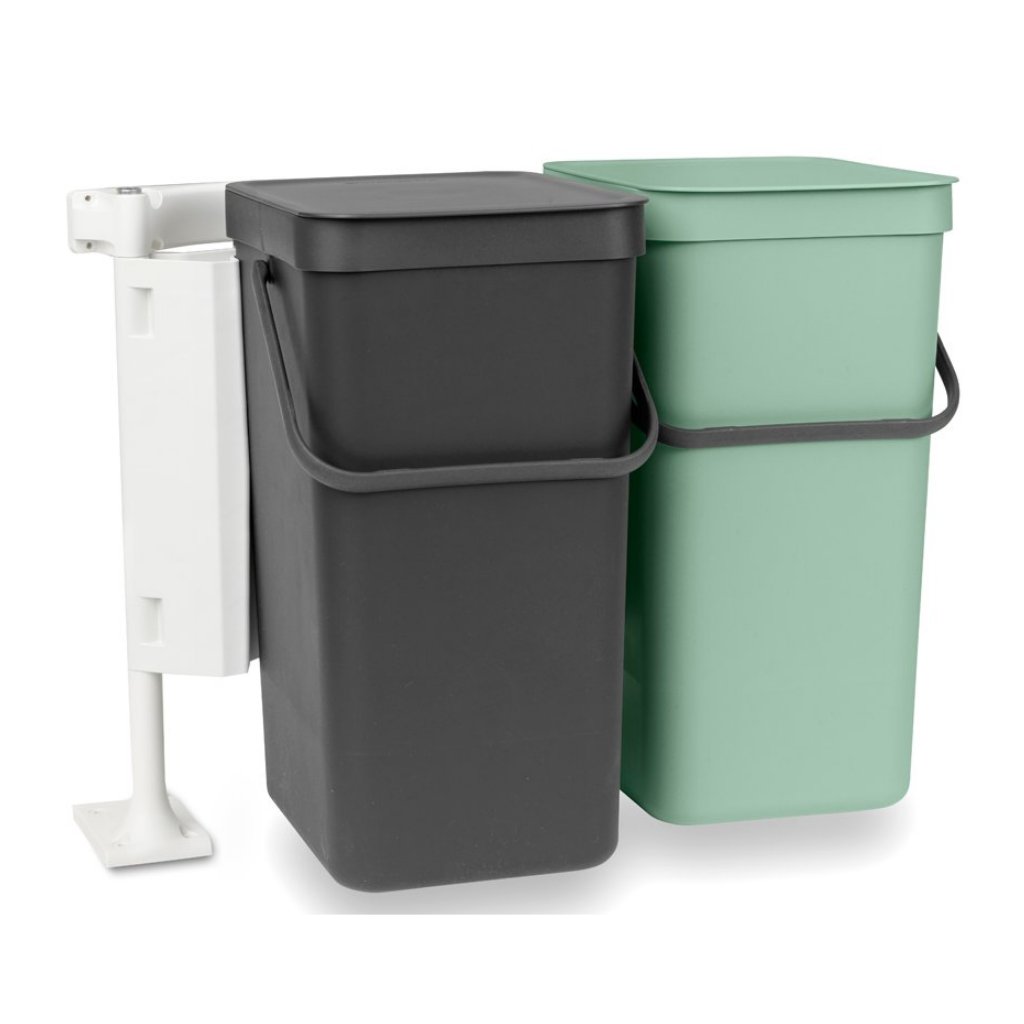 Coș de gunoi încorporat SORT & GO 2 x 16 l, gri/verde, Brabantia