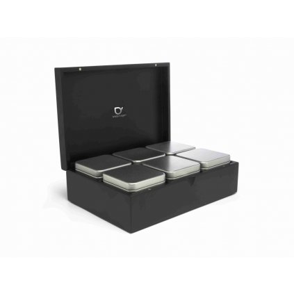 Cutie pentru ceaiul vrac + 6 containere negre Bredemeijer