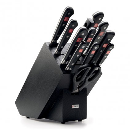 Set bloc de cuțite CLASSIC, 13 buc, cu dispozitiv de honuit cuțit și foarfecă, negru, Wüsthof