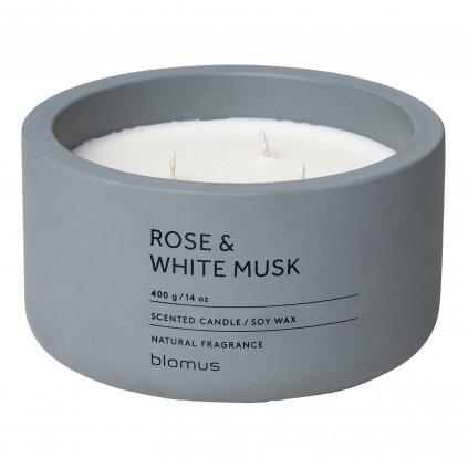 Lumânare parfumată FRAGA ⌀ 13 cm, trandafir și mosc alb, Blomus