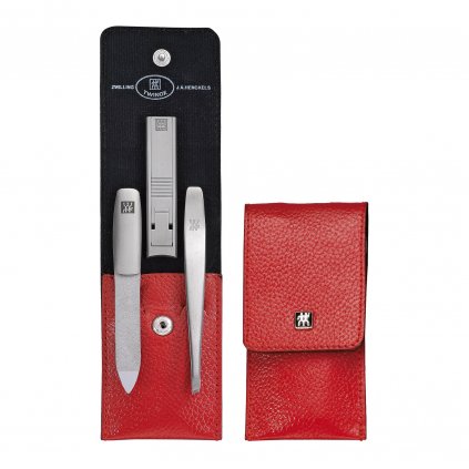 Set de manichiură TWINOX DAUPHINE , 3 buc, cu tăietor de cuticule, roșu, Zwilling