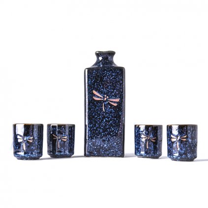 Set de saké DRAGONFLY, 5 buc, albastru, MIJ