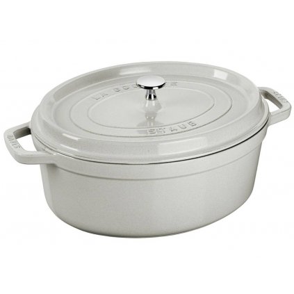 Capac pentru cratiță COCOTTE 23 cm, oval, alb, fontă, Staub