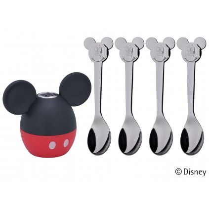 Lingură pentru ouă MICKEY MOUSE, set de 4 buc, cu agitator pentru sare, WMF