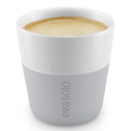 Ceașcă espresso 80 ml, set de 2 buc, cu capac de silicon, gri deschis Eva Solo