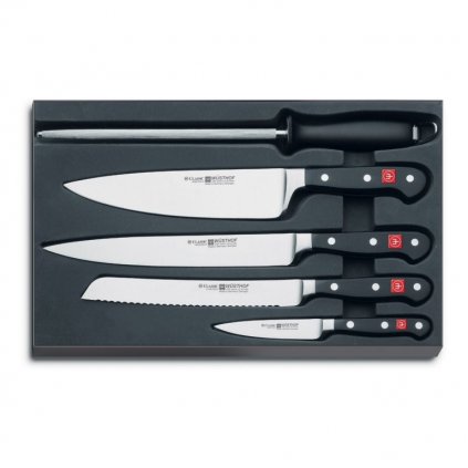 Set cuțite CLASSIC, 5 buc, cu tijă pentru ascuțit, Wüsthof
