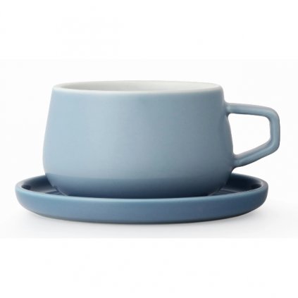 Ceașcă de ceai cu farfurie ELLA CLASSIC 250 ml, albastru, Viva Scandinavia