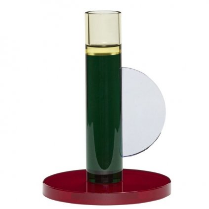 Suport de lumânare pentru cină ASTRO, 14 cm, verde, sticlă, Hübsch