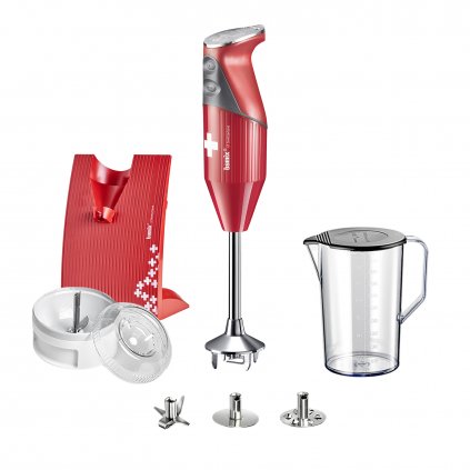 Mixer de mână SWISSLINE tip D, 200 W, roșu cu cruce, Bamix