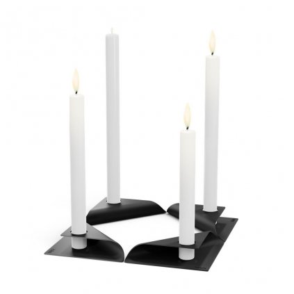 Suport de lumânare pentru cină SQUARE CANDLE, set de 4 buc, negru, Höfats