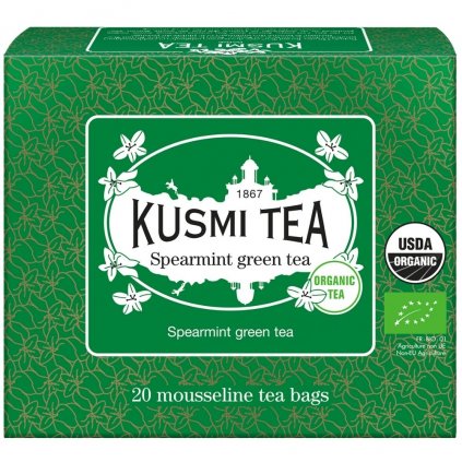 Ceai verde cu mentă, 20 pliculețe de ceai de muselină, Kusmi Tea