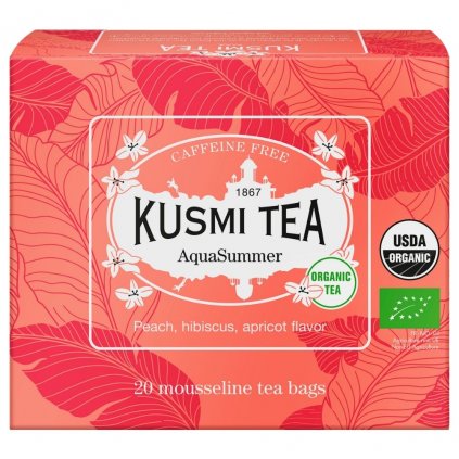 Ceai de fructe AQUA SUMMER, 20 pliculețe de ceai de muselină, Kusmi Tea