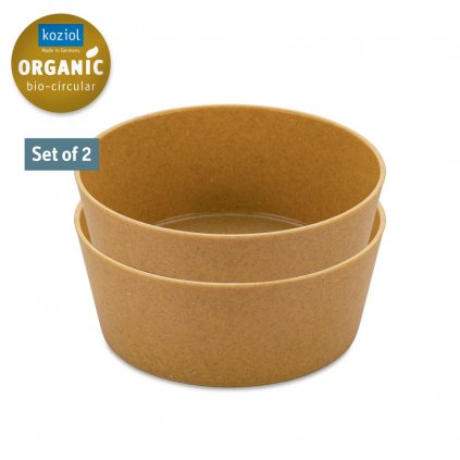 Castron din plastic CONNECT, set de 2 buc, 400 ml, culoare lemn natural, Koziol