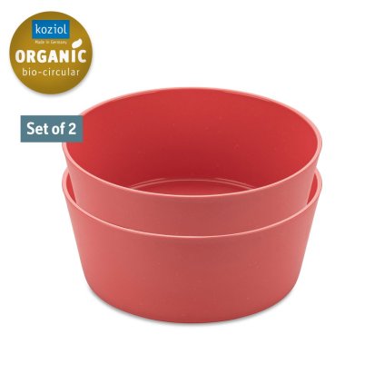 Castron din plastic CONNECT, set de 2 buc, 400 ml, coral, Koziol