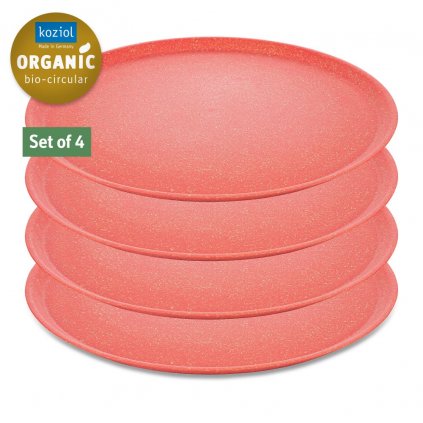 Platou din plastic CONNECT, set de 4 buc, 25,5 cm, coral, Koziol