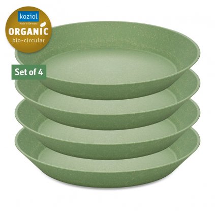 Farfurie adâncă din plastic CONNECT, set de 4 buc, 24 cm, verde frunză naturală, Koziol