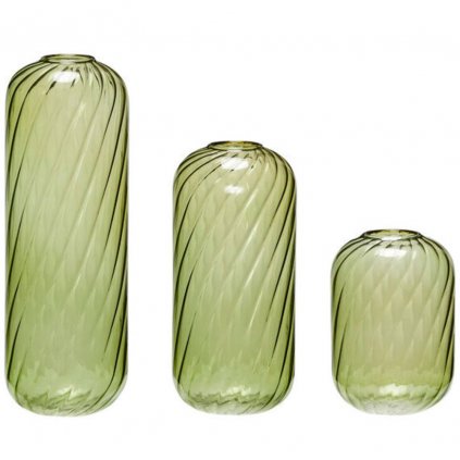 Vază FLEUR, set de 3 buc, verde, Hübsch