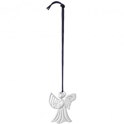 Ornament pentru pomul de Crăciun HARP ANGEL, 7 cm, placat cu argint, Rosendahl