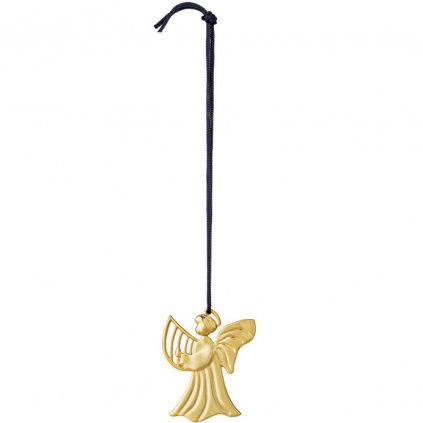 Ornament pentru pomul de Crăciun HARP ANGEL, 7 cm, placat cu aur, Rosendahl