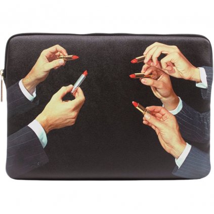 Husă pentru laptop TOILETPAPER LIPSTICKS, 34,5 x 25 cm negru, Seletti