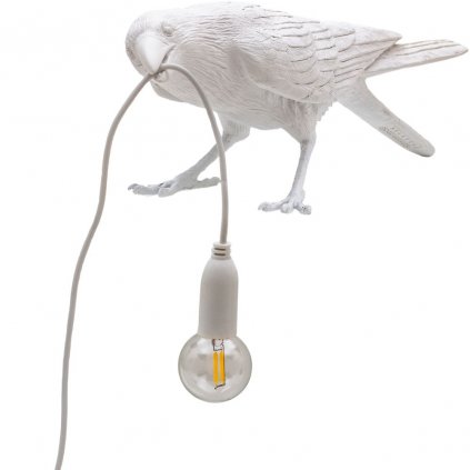 Lampă de masă BIRD PLAYING, 33 cm, alb, Seletti