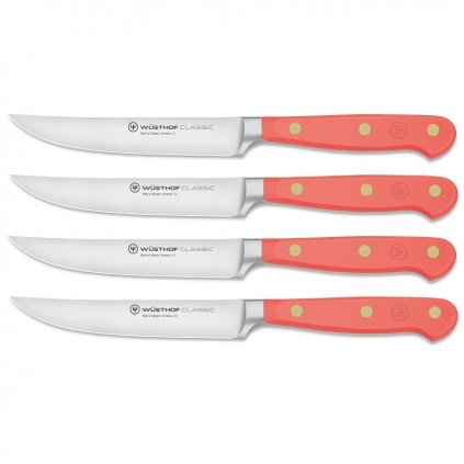 Cuțite pentru friptură CLASSIC COLOUR , set de 4, 12 cm, coral piersic, Wüsthof