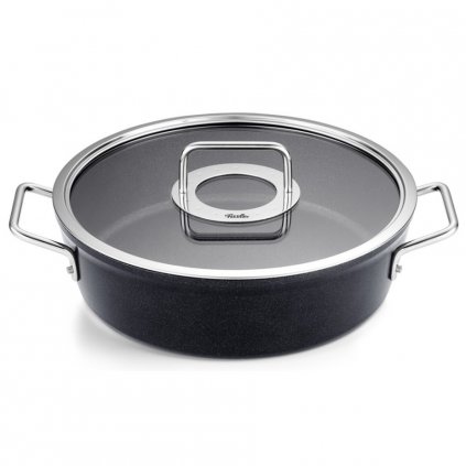 Capac pentru cratiță joasă ADAMANT 28 cm, negru, aluminiu, Fissler