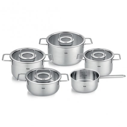 Set de vase pentru gătit PURE, set de 5, argintiu, oțel inoxidabil, Fissler