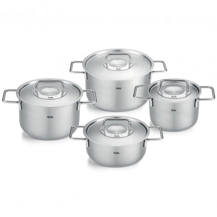 Set de vase pentru gătit PURE, set de 4, argintiu, oțel inoxidabil, Fissler