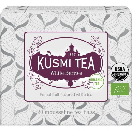 Ceai alb WHITE BERRIES, 20 de pliculețe de ceai din muselină, Kusmi Tea