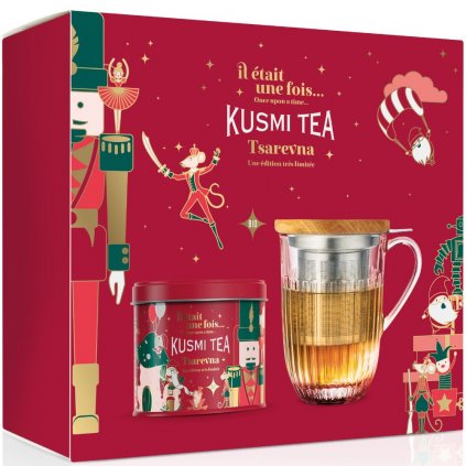 Ceai negru TSAREVNA 2023, 120 g de frunze de ceai vrac poate + ceașcă de ceai, Kusmi Tea