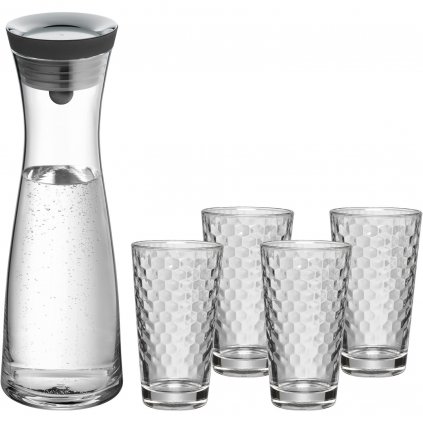 Carafă de apă BASIC 1 l + pahar de apă, set de 5 buc, sticlă, WMF