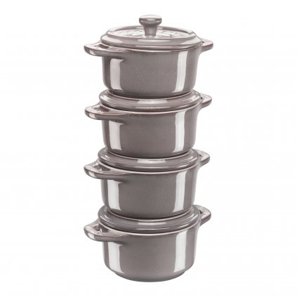 Tavă pentru copt 10 cm, set de 4 buc, gri, ceramică, Staub