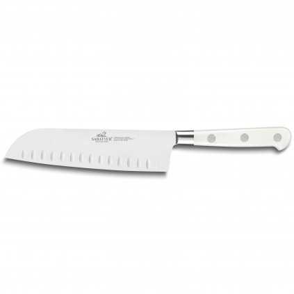 Cuțit Santoku TOQUE 18 cm, nituri din oțel inoxidabil, alb, Lion Sabatier