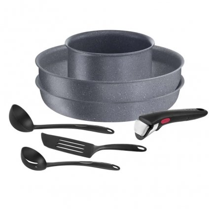 Set de oale INGENIO NATURAL FORCE L3969072, set de 7, gri, aluminiu, Tefal