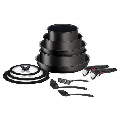 Set de oale INGENIO UNLIMITED L7639543, set de 13, negru, aluminiu, Tefal