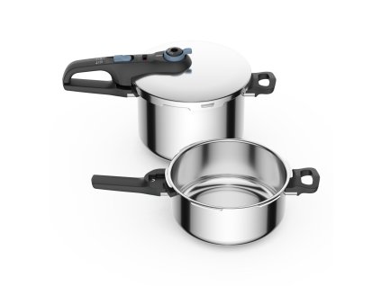 Oală sub presiune SECURE TRENDY P2584301, set de 2 buc, 4 + 6 l, oțel inoxidabil, Tefal